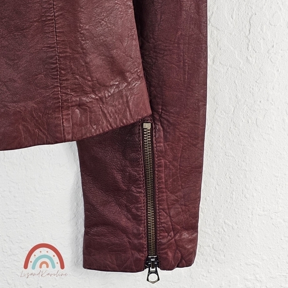 Madewell Washed Leather Motorcycle Jacket Brass Hardware Edition Dusty Redwood - Picture 8 of 15